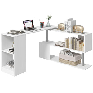 Corner desk, 360° swivel with 3-tier shelves, white