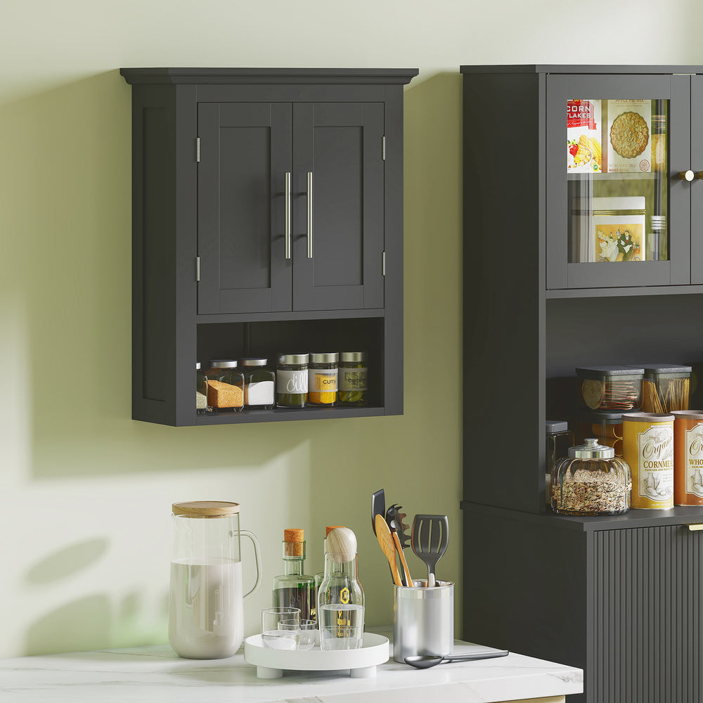 Toilet storage cabinet with shelf, black