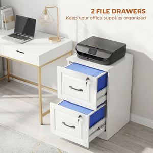 2-drawer vertical filing cabinet with lock, adjustable hanging rails for A4 and Letter sizes, white