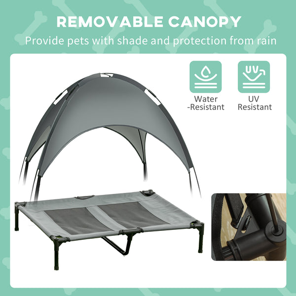 Elevated dog bed for large dog with carry bag, grey