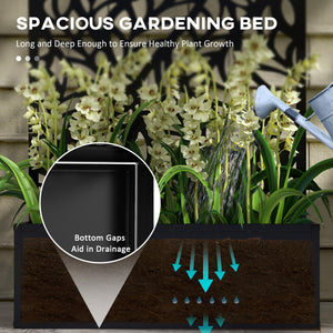 Metal outdoor screen with raised planter