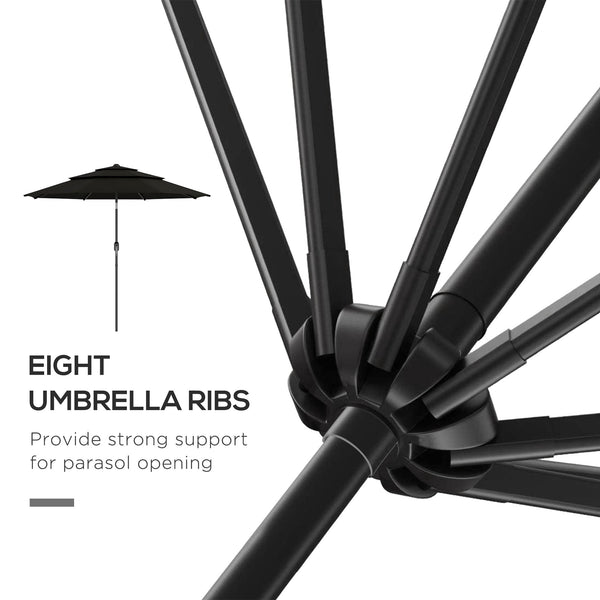 9-foot, 3-tier patio umbrella with push-button tilt, black