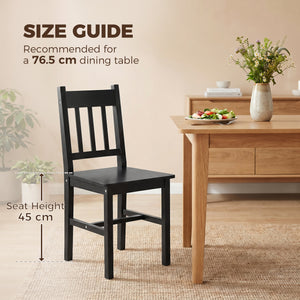 Black pine dining chairs, set of 2