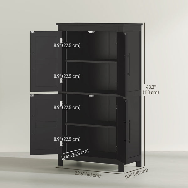 Bathroom Storage Cabinet with Barn Doors and Adjustable Shelf, Black