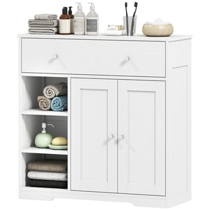 Bathroom storage cabinet with drawer and open compartments, white
