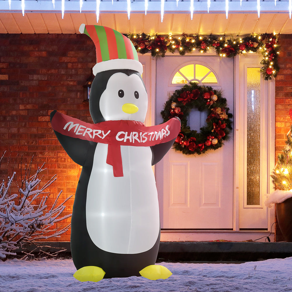 8ft Inflatable Christmas Penguin with LED Lights