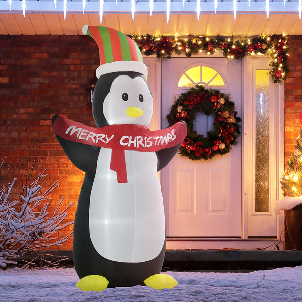 8ft Inflatable Christmas Penguin with LED Lights