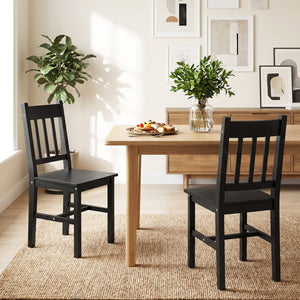 Black pine dining chairs, set of 2
