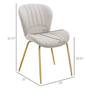 Set of 2 chairs with padded backrest, cream white 