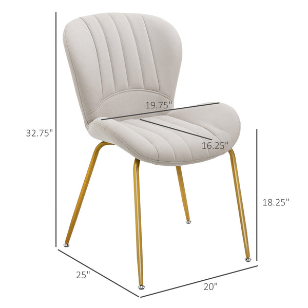 Set of 2 chairs with padded backrest, cream white 