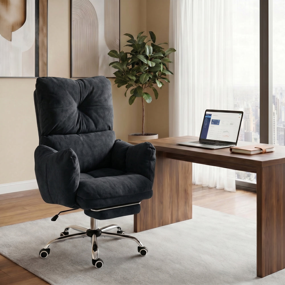 155° Reclining Office Chair with Footrest, Black