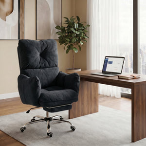 155° Reclining Office Chair with Footrest, Black