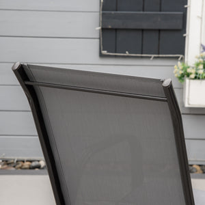 Set of 4 Heavy Duty Stackable Outdoor Dining Chairs with Armrests Dark Grey