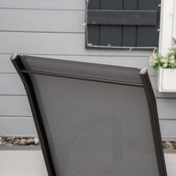 Set of 4 Heavy Duty Stackable Outdoor Dining Chairs with Armrests Dark Grey