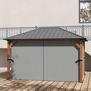 13' x 10' Hardtop Gazebo with Netting Sidewalls and Curtains, Galvanized Steel Outdoor Gazebo Canopy for Garden