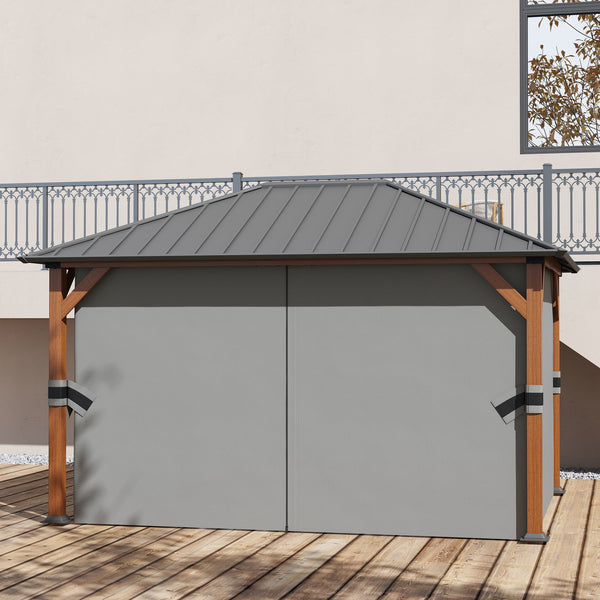 13' x 10' Hardtop Gazebo with Netting Sidewalls and Curtains, Galvanized Steel Outdoor Gazebo Canopy for Garden