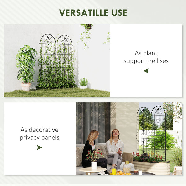 Set of 2 metal garden trellises, black