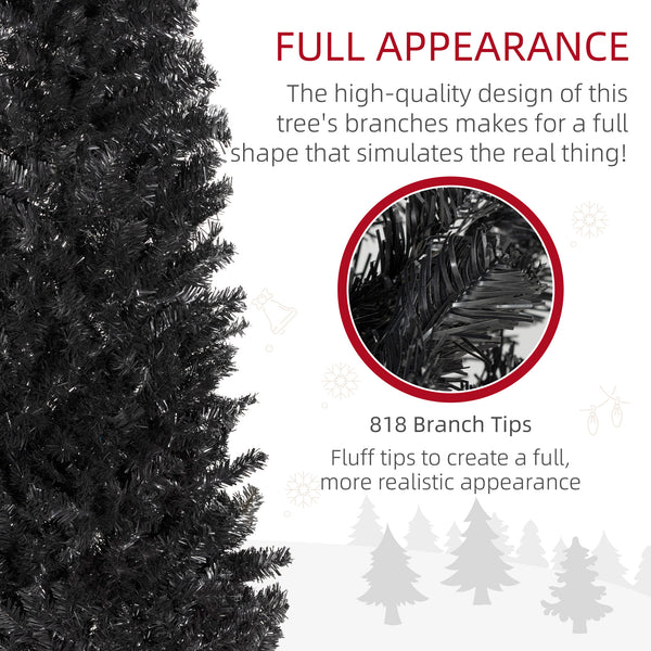 7ft Black Artificial Christmas Tree with Automatic Opening