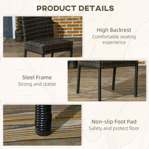 Synthetic Rattan Outdoor Dining Chairs with Cushion, Brown