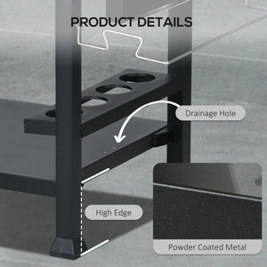3-Shelf Outdoor Grill Cart Table with Foldable Side Table and Stainless Steel Table Top, Pizza Oven Stand on Wheels