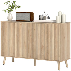 Buffet with storage, modern style, fluted legs and adjustable shelves, natural wood