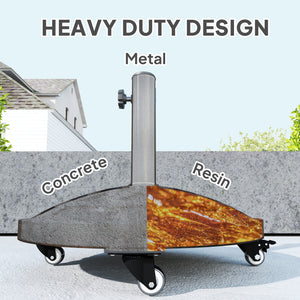 Round Parasol Base with 20kg Resin Casters, Heavy Duty for 3.3cm, 3.8cm and 4.8cm Poles, Bronze