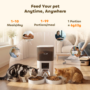 Automatic cat feeder for 2 cats with HD camera