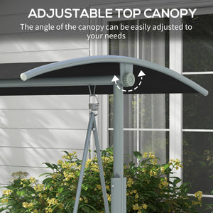 Two-seater swing with adjustable canopy and table, black