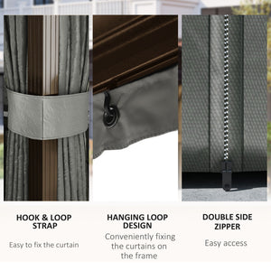 10' x 13' Hardtop Gazebo Aluminum Outdoor Canopy with Mesh Nettings, Curtains, Dark Grey