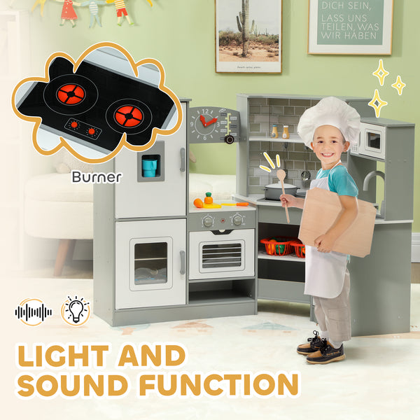 Corner kitchen with lights and sounds, gray and white