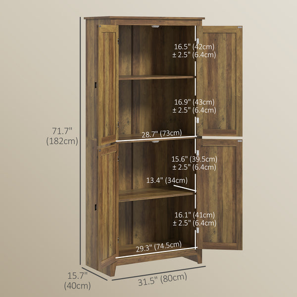 Storage unit with doors and shelves, brown