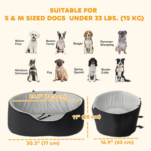 Dog car seat with removable and washable cushion, black