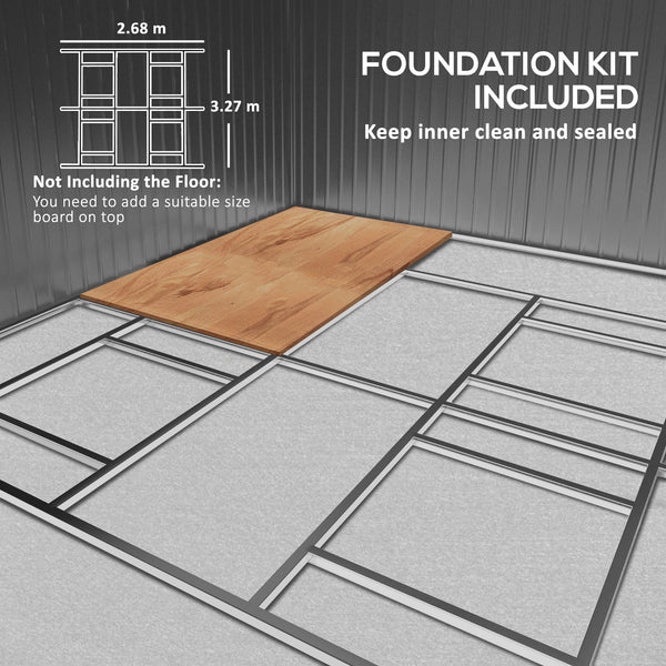Garden shed with foundation kit and double door