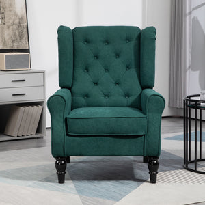 Button-upholstered accent chair, dark green