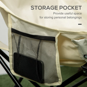 Portable camping chair with carry bag and side pocket, white
