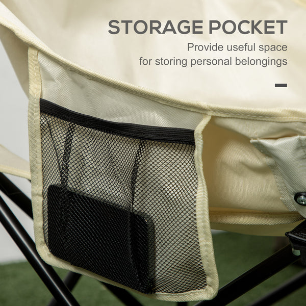 Portable camping chair with carry bag and side pocket, white