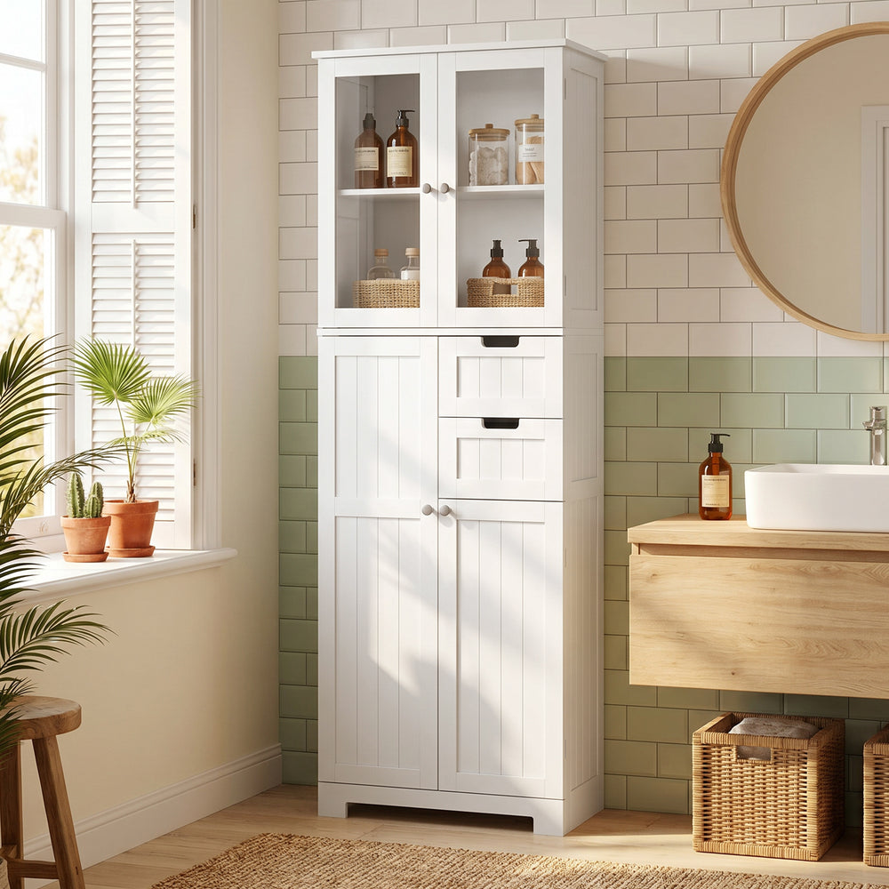 67-inch tall bathroom cabinet, white