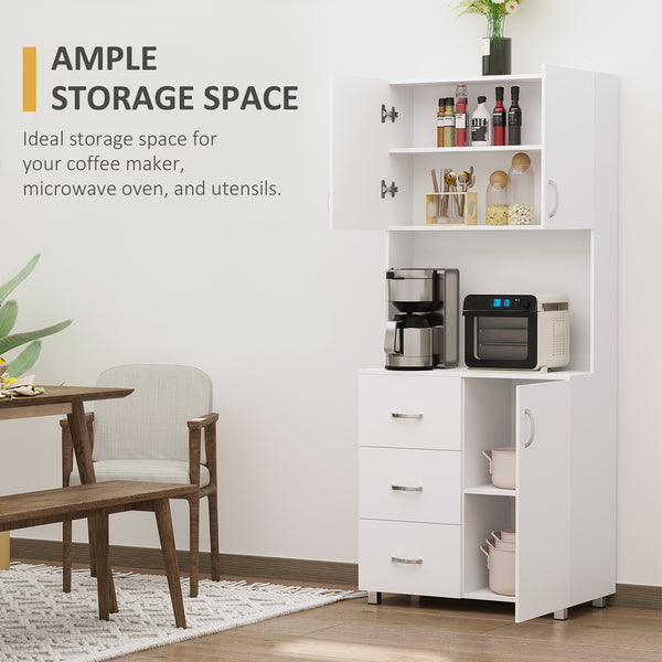 Freestanding Kitchen Buffet with Built-In Storage, White