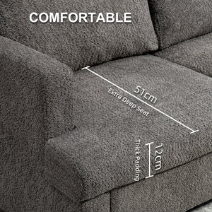 2-seater sofa with removable cushions, solid wood frame, dark gray