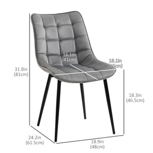 Set of 2 upholstered dining chairs, gray