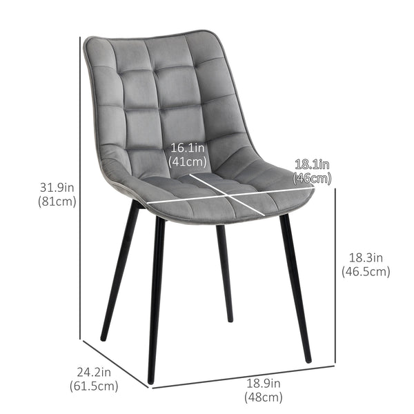 Set of 2 upholstered dining chairs, gray