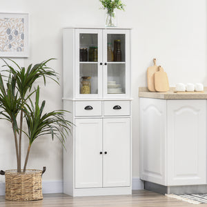 61-inch Storage Cabinet with Glass Doors, White