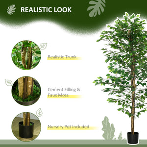Artificial Ficus, 1.80 m tall, artificial indoor plant with pot, for interior decoration