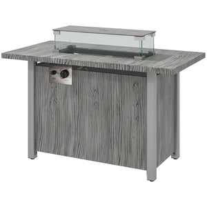 50,000 BTU Gas Fire Pit Table with Lid and Glass Screen, Gray