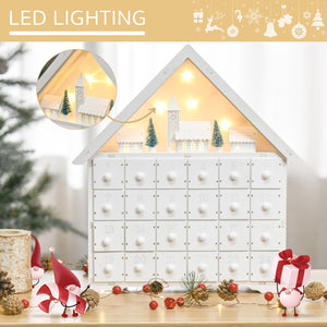 24-day white Christmas Advent calendar with lights