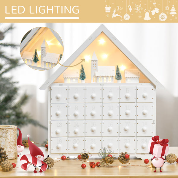 24-day white Christmas Advent calendar with lights