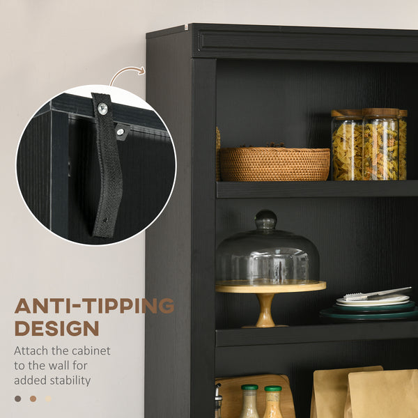 Kitchen sideboard with adjustable shelves, black