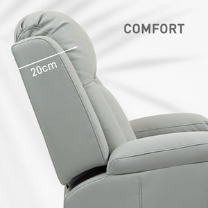 Recliner Chair with 8 Vibrations, PU Leather Upholstered Recliner with Wide Seat, Cup Holders, Rocker, Light Grey