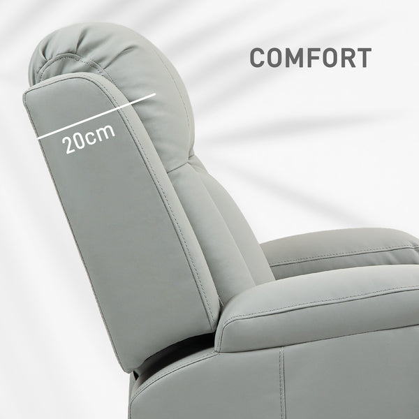 Recliner Chair with 8 Vibrations, PU Leather Upholstered Recliner with Wide Seat, Cup Holders, Rocker, Light Grey