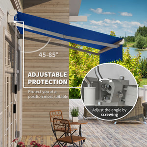 8'x7' Patio Awning Manual Retractable Sun Shade Outdoor Deck Canopy Shelter, Blue